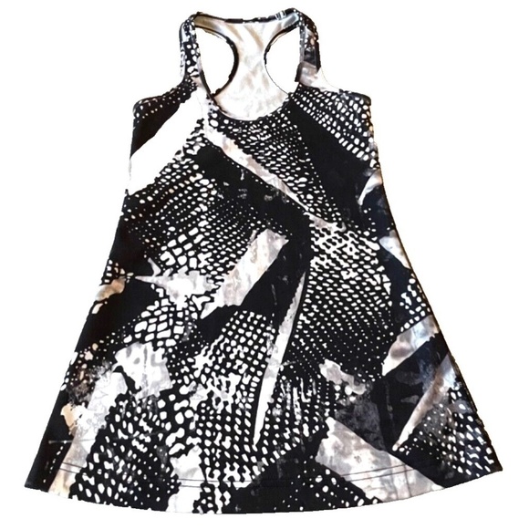 Lululemon Racerback Stretch Workout Tank Top; Geometric Print; Black/White; S/M - Picture 1 of 4